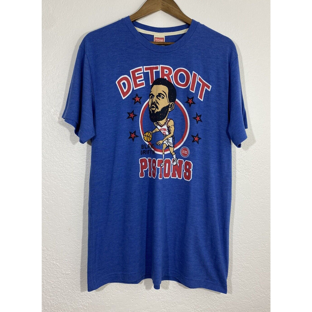 Homage Size Large Blue Blake Griffin Detroit Pistons Graphic T-Shirt Logo